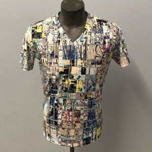 Steven land t-shirt vneck collage print regular